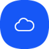 Skyikon med hvid sky på blå baggrund i minimalistisk design.