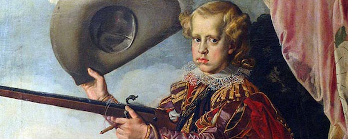 Gavnø Slot maleri af barn med gevær.