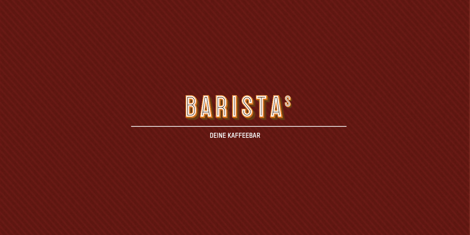 Banner mit dem Schriftzug "Barista's Deine Kaffeebar" auf rotem Hintergrund.