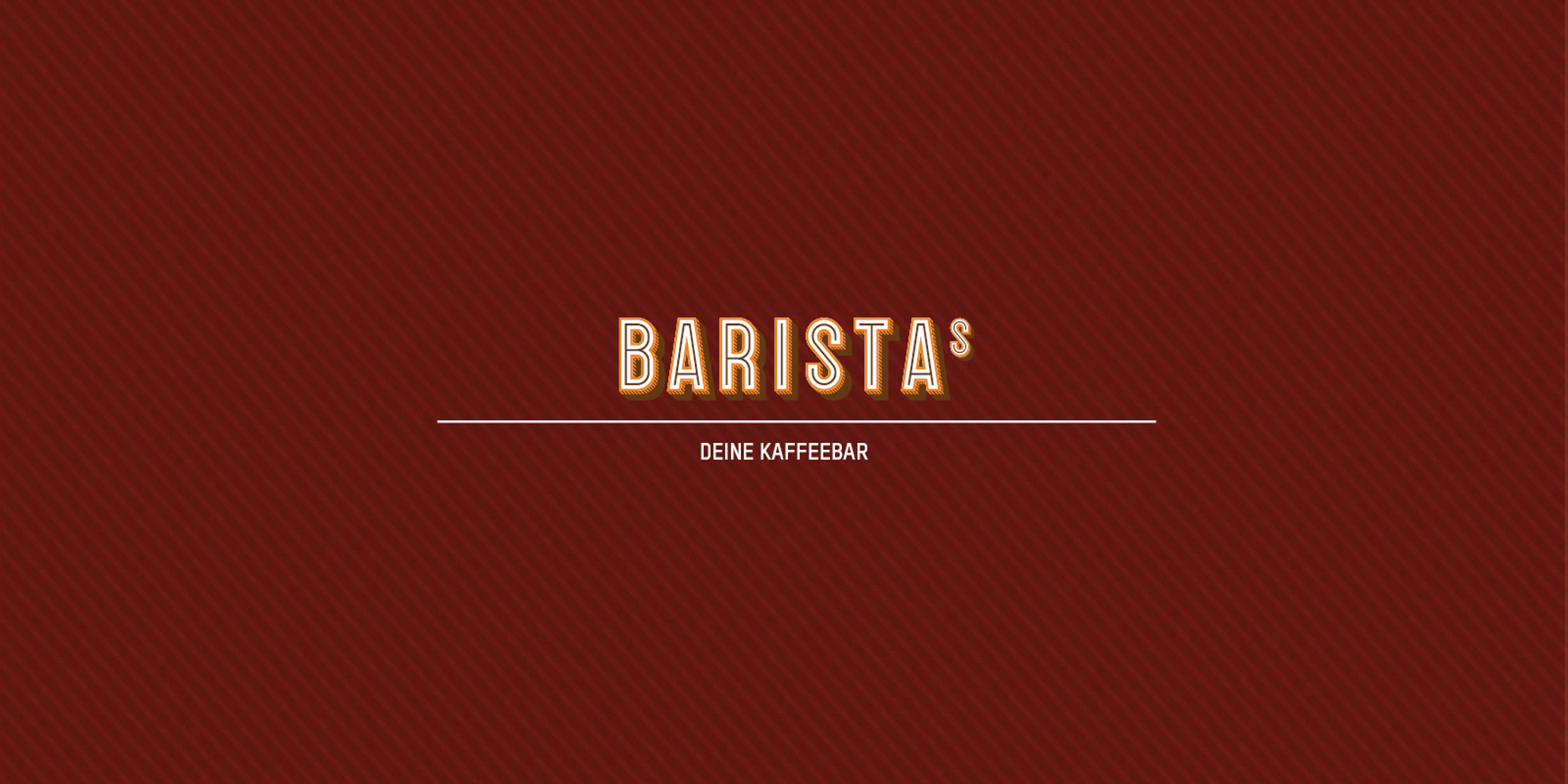 Banner mit dem Schriftzug "Barista's Deine Kaffeebar" auf rotem Hintergrund.
