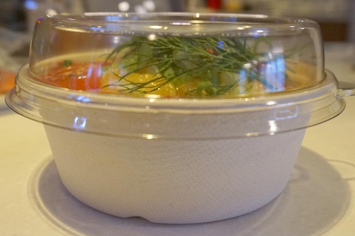 En förpackad sallad i närbild.