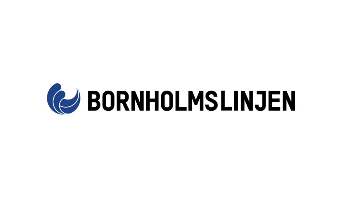 Bornholmslinjens logo med havbølgeikon ved siden af teksten på hvid baggrund.