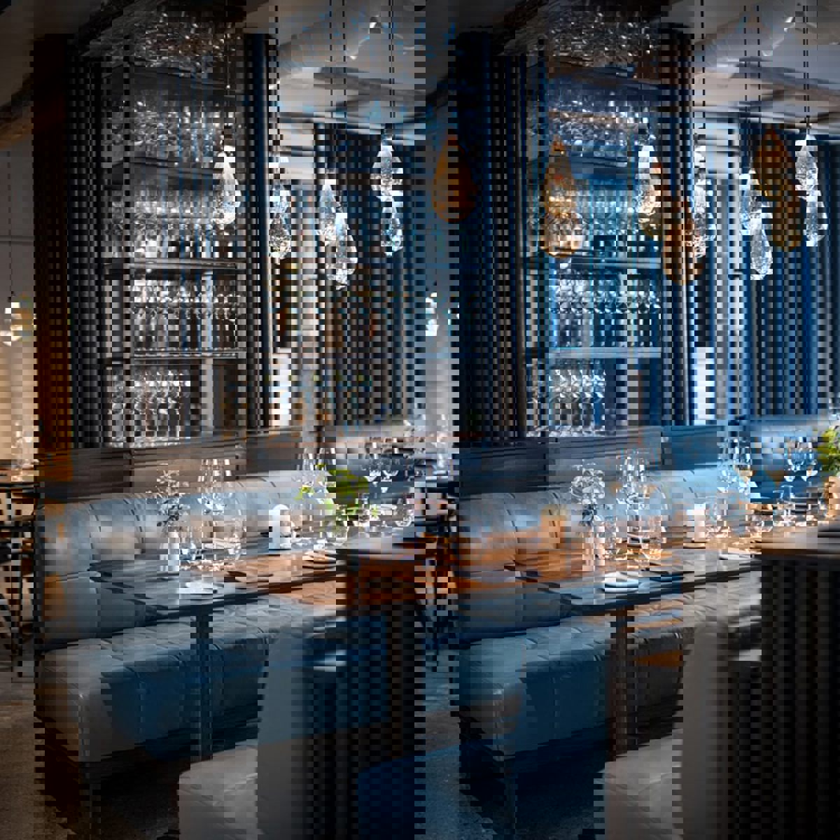 Dukade bord på den mörka restaurangen Sankt Anne.