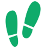 Molslinjen icons depicting footsteps in green symbolize movement or direction against a transparent background.